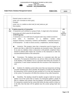 DBMS Model Answer Paper 22319 Summer 2023 | PDF | Pl/Sql | Database ...