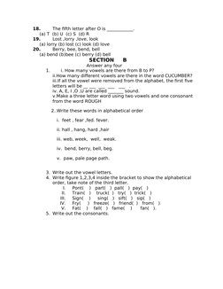 18.
The fifth letter after O is ____________.                                            
(a) T  (b) U  (c) S  (d) R
19.
Lost