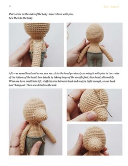 11
Deer Bambi
Place arms on the sides of the body. Secure them with pins. 
Sew them to the body 
After we sewed head and arms