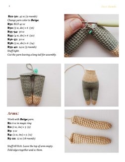 8
Deer Bambi
 R22-30:  42 sc (9 rounds) 
Change yarn color to Beige. 
R31: BLO 42 sc 
R32: (5 sc, dec) х 6  (36) 
R33-34:  36