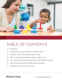 TABLE OF CONTENTS
Introduction
Applied Behavior Analysis: What It Is and How It Works
What Can You Do With a Master’s Degree