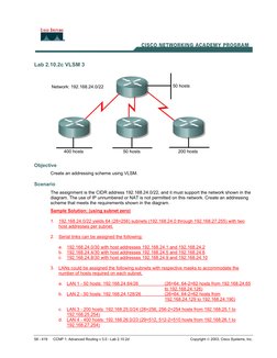 58 - 419 
CCNP 1: Advanced Routing v 3.0 - Lab 2.10.2d 
Copyright  2003, Cisco Systems, Inc. 
 
 
Lab 2.10.2c VLSM 3 
 
Obje