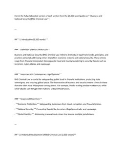Here’s the fully elaborated version of each section from the 20,000-word guide on **Business and 
National Security (BNS) Cri