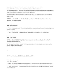 ### **Evolution of Criminal Law in Business and National Security Contexts**  
1. **Ancient Practices:** Early trade laws in