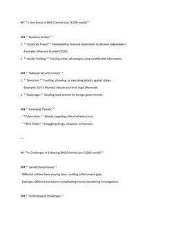 ## **5. Key Areas of BNS Criminal Law (4,000 words)**  
### **Business Crimes**  
1. **Corporate Fraud:** Manipulating financ