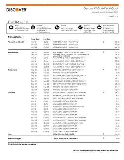 Discover it® Cash Debit Card 
 
 
Account number ending in 0493 
 
Page 2 of 3 
 
 
 
 
 
 
 
 
 
 
 
CON