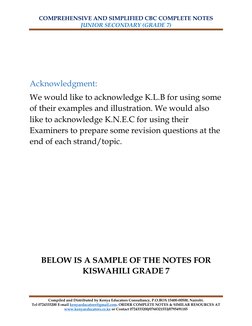 Grade 7 Kiswahili CBC Notes PDF | PDF