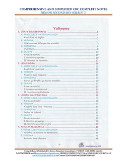 Grade 7 Kiswahili CBC Notes PDF | PDF