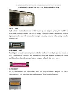 D.S ADEGBENRO ICT POLYTECHNIC ITORI-EWEKORO. DEPARTMENT OF COMPUTER SCIENCE
INTRODUCTION TO COMPUTING PRACTICAL MANUAL AND WO