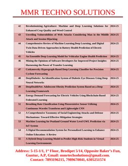 MMR TECHNO SOLUTIONS
42
Revolutionizing Agriculture: Machine and Deep Learning Solutions for
Enhanced Crop Quality and Weed C