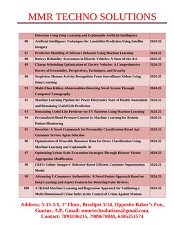 MMR TECHNO SOLUTIONS
Detection Using Deep Learning and Explainable Artificial Intelligence
86
Artificial Intelligence Techniq