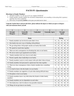 FACES IV Family Assessment Questionnaire | PDF | Likert Scale | Psychology