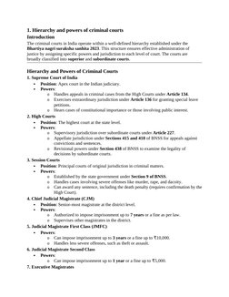 1. Hierarchy and powers of criminal courts 
Introduction
The criminal courts in India operate within a well-defined hierarchy