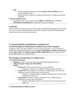 
Role:
o
Perform administrative functions under Sections 126–129 of BNSS, such as 
maintaining public order.
o
Handle preven