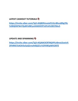 LATEST CASHOUT TUTORIALS  
https://invite.viber.com/?g2=AQBDfmvxieFCJ1LrBhcoBNg7Rc (https://invite.viber.com/?g2=AQBDfmvx