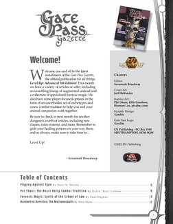 Credits
Editor: 
Savannah Broadway
Cover Art: 
Jori Hollander
Interior Art: 
Phil Stone, Ellis Goodson, 
Herman Lau, pixabay.