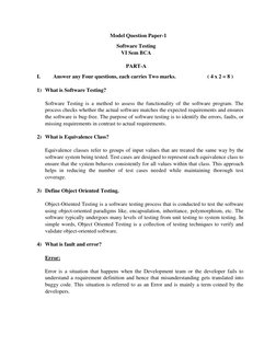 Model Question Paper-1 
Software Testing 
VI Sem BCA 
 
PART-A 
I. 
Answer any Four questions, each carries Two marks. 
 
( 4