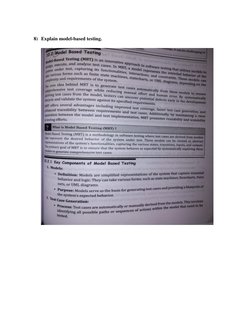  
8) Explain model-based testing. 
 
 
