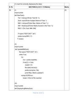 Class 12 Computer Science Marking Scheme | PDF | Computer Science ...