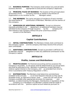1.5 
BUSINESS PURPOSE. The Company shall conduct any and all lawful 
business deemed 
appropriate to execute the company’s ob