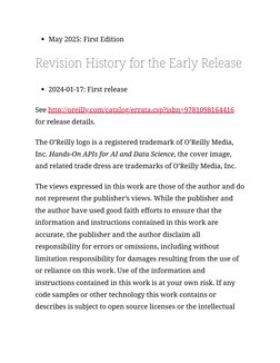 May 2025:
First Edition
Revision History for the Early Release
2024-01-17:
First release
See http://oreilly.com/catalog/errat