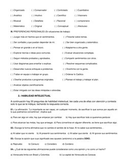 (  ) Organizado            (  ) Conservador             (  ) Controlado            (  ) Cuantitativo 
(  ) Analítico