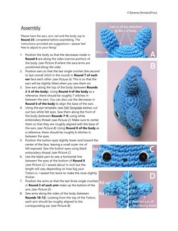©Serena (AmiandYou) 
 
  
Assembly 
Please have the ears, arm, tail and the body (up to 
Round 23) completed before assemblin
