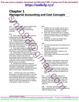 Chapter 1 Solutions: Managerial Accounting | PDF | Cost Of Goods Sold ...