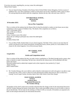 If you have any query regarding this, you may contact the undersigned. 
Manoj School Captain
4
You are Aman/Archana, Presiden