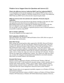 Windows Server Support Interview Questions and Answers (L2) | PDF