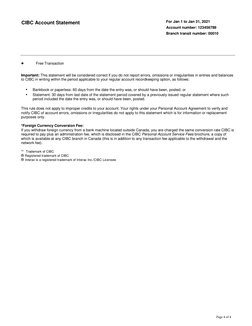 Page 4 of 4 
 
CIBC Account Statement 
 
 
For Jan 1 to Jan 31, 2021 
Account number: 123456789 
Branch transit number: 000