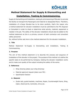Elevator Installation Method Statement | PDF | Elevator | Rope