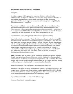 Air Ambiator : Cost Effective Air-Conditioning 
Description 
An Indian company with long expertise in energy efficiency and e