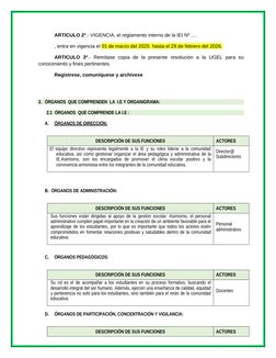 ARTICULO 2º.- VIGENCIA, el reglamento interno de la IEI Nº ….
, entra en vigencia el 01 de marzo del 2025  hasta el 29 de feb