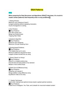 Follow me on Instagram, You Tube, and LinkedIn for more tech-related content 
 
. 
 
DSA Patterns 
Array 
When preparing for