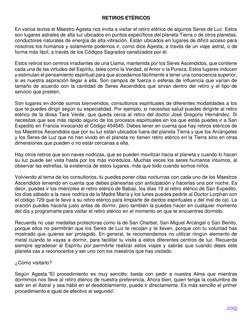 COQ 
RETIROS ETÉRICOS 
 
En varios textos el Maestro Agesta nos invita a visitar el retiro etérico de algunos Seres de Luz. E