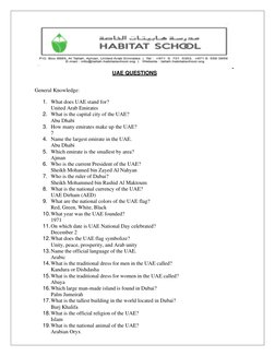 Questions Dubai UAE General Knowledge Quiz Questions | PDF | United Arab Emirates | Dubai