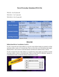 Test of Everyday Attention (TEA-Ch2) | PDF | Mental Chronometry