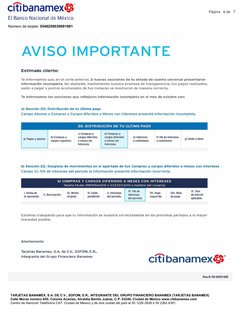 ..
Página   6 de    7
Número de tarjeta: 5546259039891991
TARJETAS BANAMEX, S.A. DE C.V., SOFOM, E.R., INTEGRANTE DEL GRUPO F