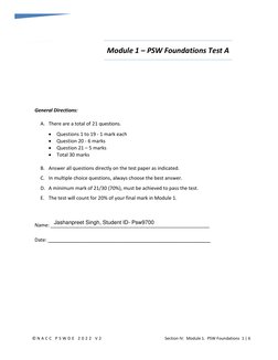 PSW Module 1 Foundations Test A | PDF | Nursing