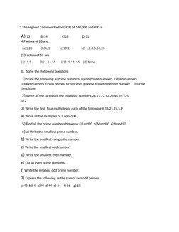 Class 6 Worksheet on Factors & Multiples | PDF | Prime Number | Numbers