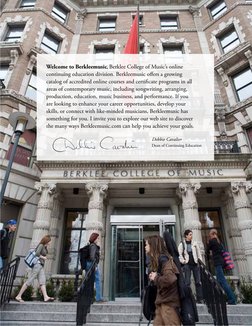 Welcome to Berkleemusic, Berklee College of Music’s online 
continuing education division. Berkleemusic ofers a growing 
cata