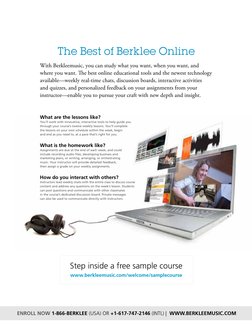 ENROLL NOW 1-866-BERKLEE (USA) OR +1-617-747-2146 (INTL) |  WWW.BERKLEEMUSIC.COM
The Best of Berklee Online 
With Berkleemusi