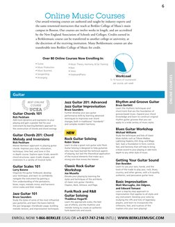 6
ENROLL NOW 1-866-BERKLEE (USA) OR +1-617-747-2146 (INTL) |  WWW.BERKLEEMUSIC.COM
Online Music Courses
Our award-winning cou