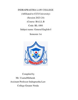 BA LLB 1st Sem General English Notes | PDF | Noun | Grammar