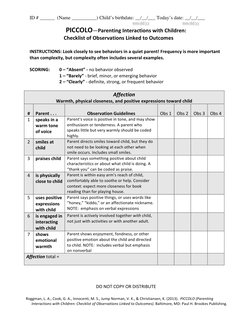 Piccolo Flash Card.pdf PICCOLO Parenting Interaction Checklist | PDF | Behavioural Sciences ...