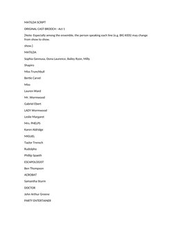 Matilda Musical Script - Act 1 | PDF