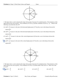 Sine, Cosine, and Tangent Worksheet A | PDF | Trigonometric Functions ...