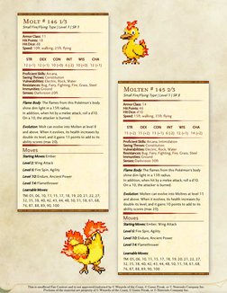 7/11/2019
Pokemon 5e - Gen I - II Pokedex | GM Binder
74/127
74
This is unofficial Fan Content and is not approved/endorsed b