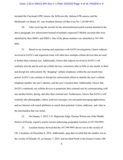 8 
included the Cincinnati LPR Camera, the Jeffersonville, Indiana LPR camera, and the 
McDonald’s in Miami, FL. (see Sou